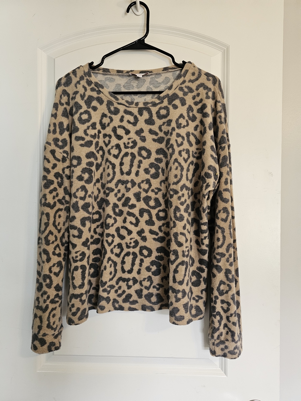 Candie's Leopard Print Sweater Top - Tan & Black